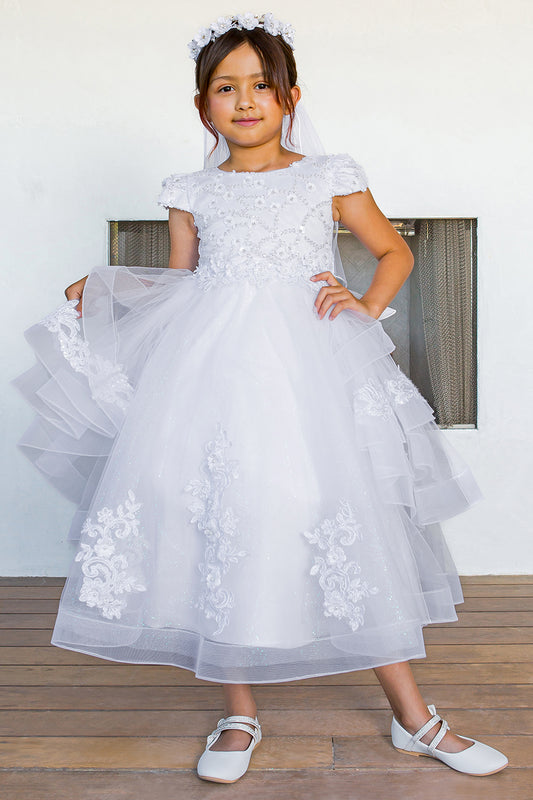 3D Flower Lace Girl Party Dress by Cinderella Couture USA AS2017