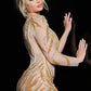 Jovani 22401 One Shoulder Beaded Gold Short Dress