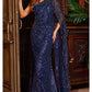 23354 Jovani Navy One Shoulder Embellished Evening Dress - Special Occasion/Curves