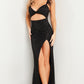 Jovani 24095 Mesh Stone Cut-out Feather Straps Dress - Special Occasion