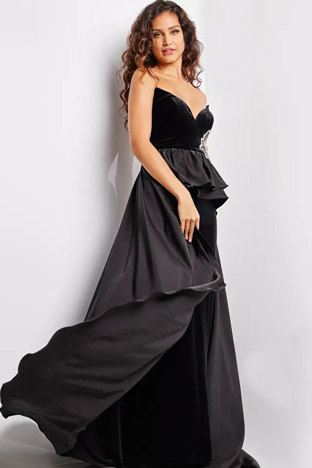Jovani 24631 Velvet Strapless V-Neckline Dress - Special Occasion