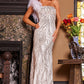 Jovani 25690 Embellished Feather One Shoulder Dress - Special Occasion/Curves