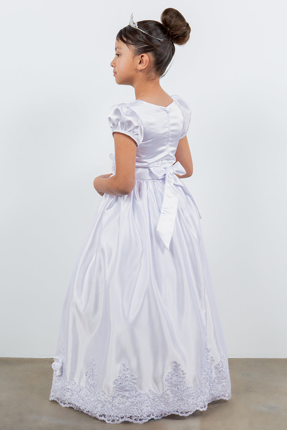 Cinderella Couture 2911 Beaded tea Length A Line Flower Girl Dress - White / 12 Cinderella Couture 2911 Beaded tea Length A Line Flower Girl Dress - White / 12