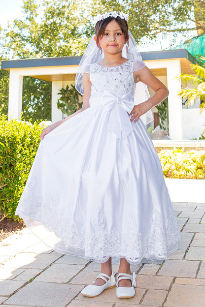 Cinderella Couture 2912 Beaded Flower Girl A Line Tea Length Dress - White / 10 Cinderella Couture 2912 Beaded Flower Girl A Line Tea Length Dress - White / 10