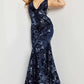 Jovani 32581 Velvet V-Neckline Mermaid Dress - Special Occasion/Curves