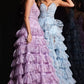 Jovani 36571 Print V-Neckline Leg Slit Prom Dress - Special Occasion