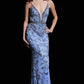 Jovani 36709 Beaded V-Neckline Leg Slit Dress - Special Occasion