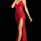 Jovani 38337 Embellished Sheath High Slit Dress - Special Occasion/Curves
