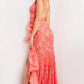 Jovani 38668 Lace V-Neckline Leg Slit Dress - Special Occasion