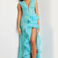 Jovani 38668 Lace V-Neckline Leg Slit Dress - Special Occasion