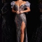 Jovani 38679 Off The Shoulder Feather Dress - Special Occasion/Curves