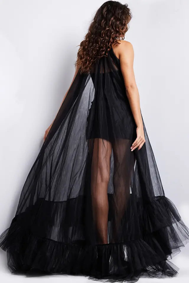 Jovani 38720 High Neck Tulle Sheer Gown - Special Occasion/Curves