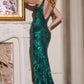 Jovani 40757 Sequin Plunging V-Neckline Sheath Gown - Special Occasion/Curves