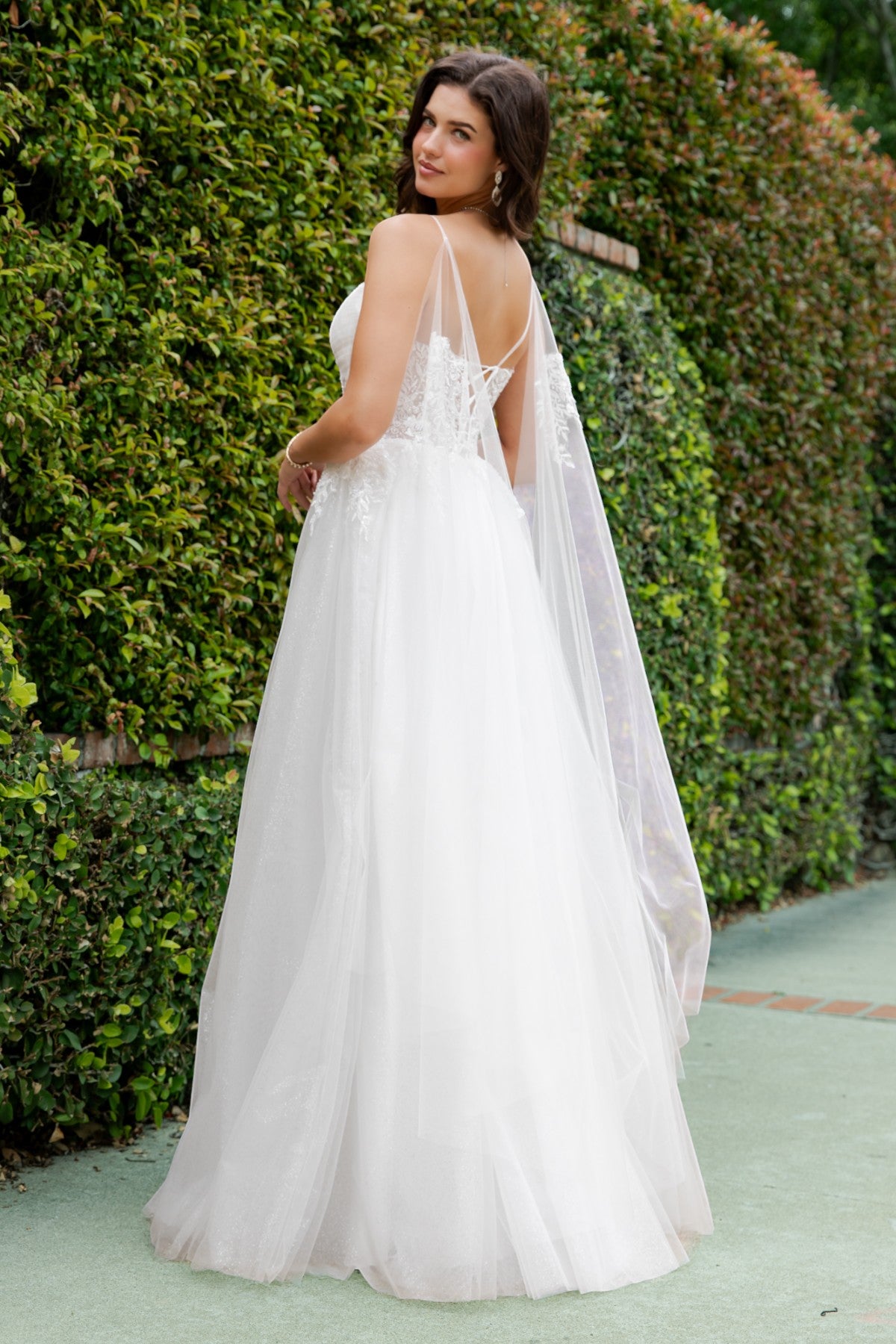 Lace Corset Spaghetti Bridal Dress by Cinderella Couture USA AS4217 Ivory / 4XL