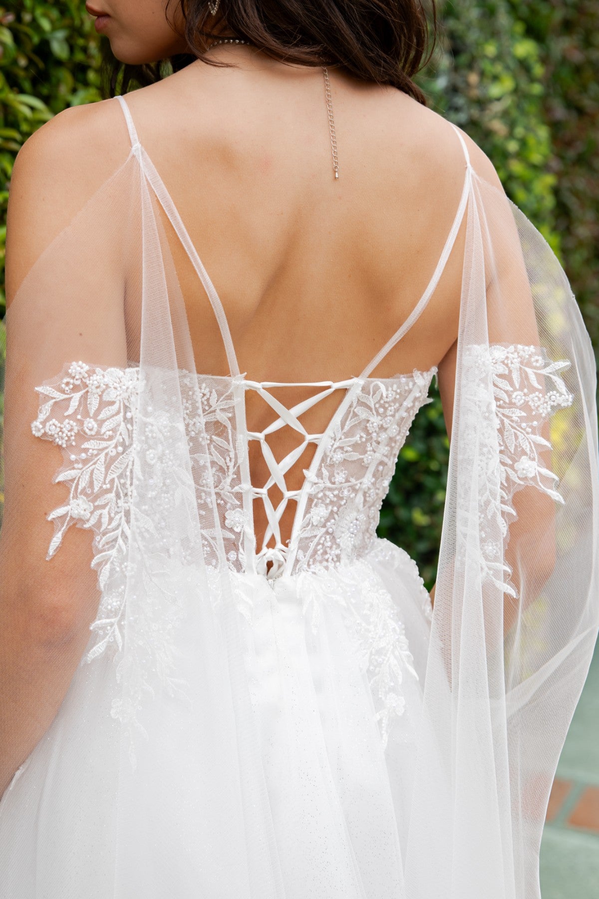 Lace Corset Spaghetti Bridal Dress by Cinderella Couture USA AS4217 Ivory / 4XL Lace Corset Spaghetti Bridal Dress by Cinderella Couture USA AS4217 Ivory / 4XL