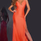 Jovani 43573 Deep V-Neckline Leg Slit Gown - Special Occasion