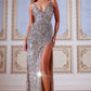 Jovani 43623 Embellished Sequin V-Neckline Gown - Special Occasion