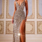 Jovani 43623 Embellished Sequin V-Neckline Gown - Special Occasion