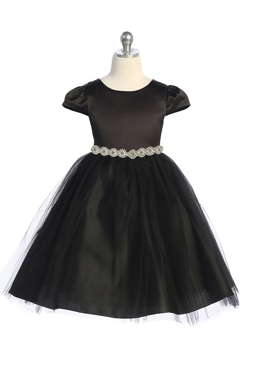 Capped Sleeve Satin & Tulle Plus Size Girl Party Dress by AS452-A Kids Dream - Girl Formal Dresses