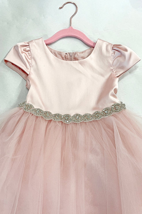 Capped Sleeve Satin & Tulle Plus Size Girl Party Dress by AS452-A Kids Dream - Girl Formal Dresses