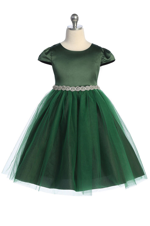 Capped Sleeve Satin & Tulle Plus Size Girl Party Dress by AS452-A Kids Dream - Girl Formal Dresses