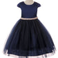 Capped Sleeve Satin & Tulle Plus Size Girl Party Dress by AS452-A Kids Dream - Girl Formal Dresses