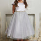 Capped Sleeve Satin & Tulle Plus Size Girl Party Dress by AS452-A Kids Dream - Girl Formal Dresses