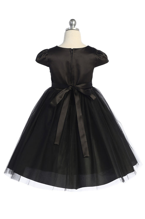 Capped Sleeve Satin & Tulle Plus Size Girl Party Dress by AS452-A Kids Dream - Girl Formal Dresses