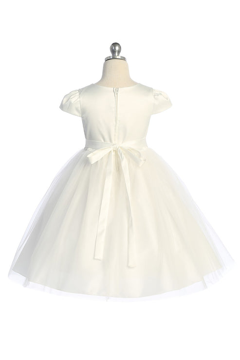 Capped Sleeve Satin & Tulle Plus Size Girl Party Dress by AS452-A Kids Dream - Girl Formal Dresses