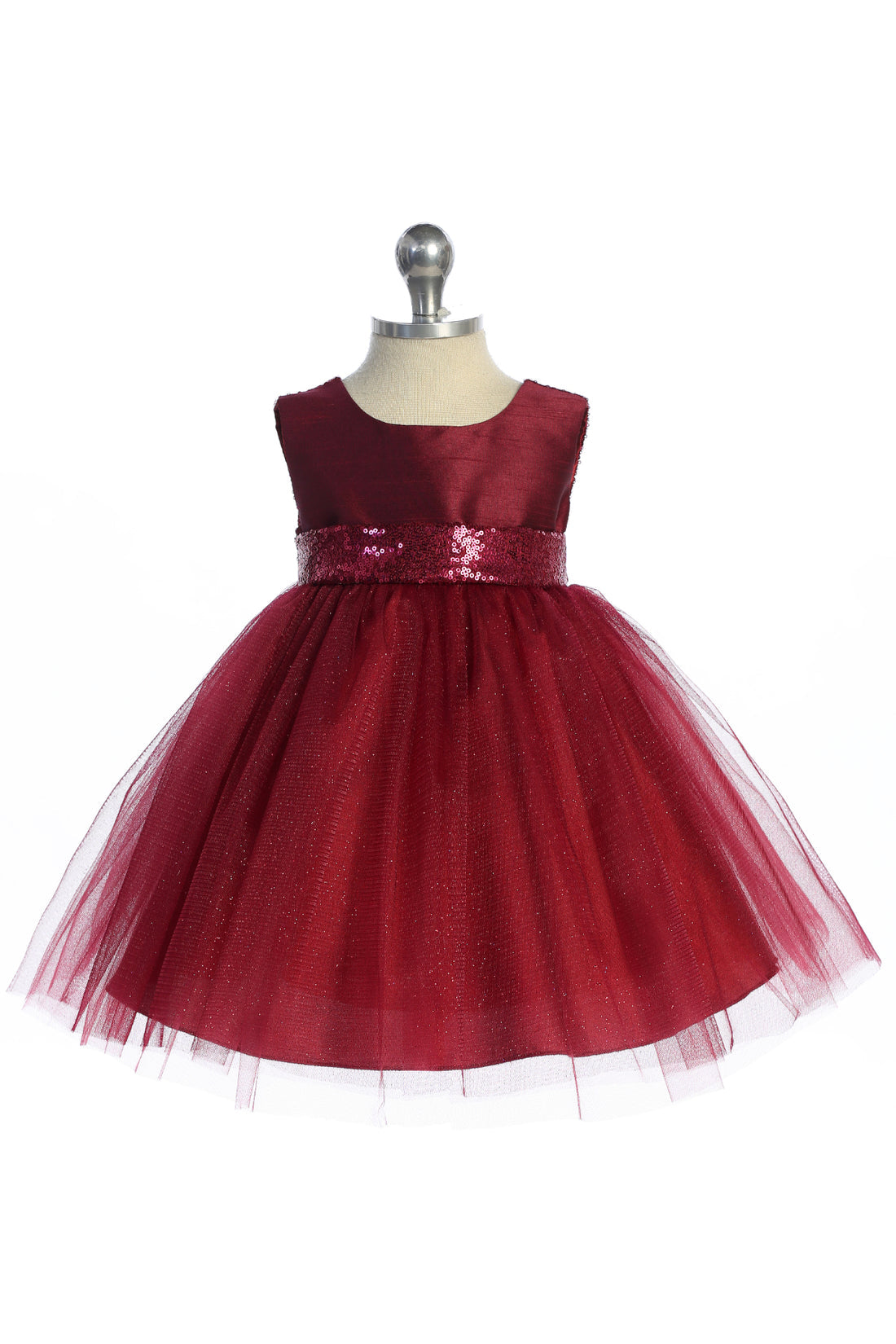 AS498B Kids Dream - Matching Sequins V Back & Bow Baby Dress