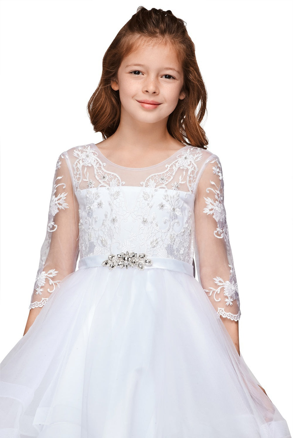 Lace Bodice A-Line Girl Party Dress by Cinderella Couture USA AS5075N
