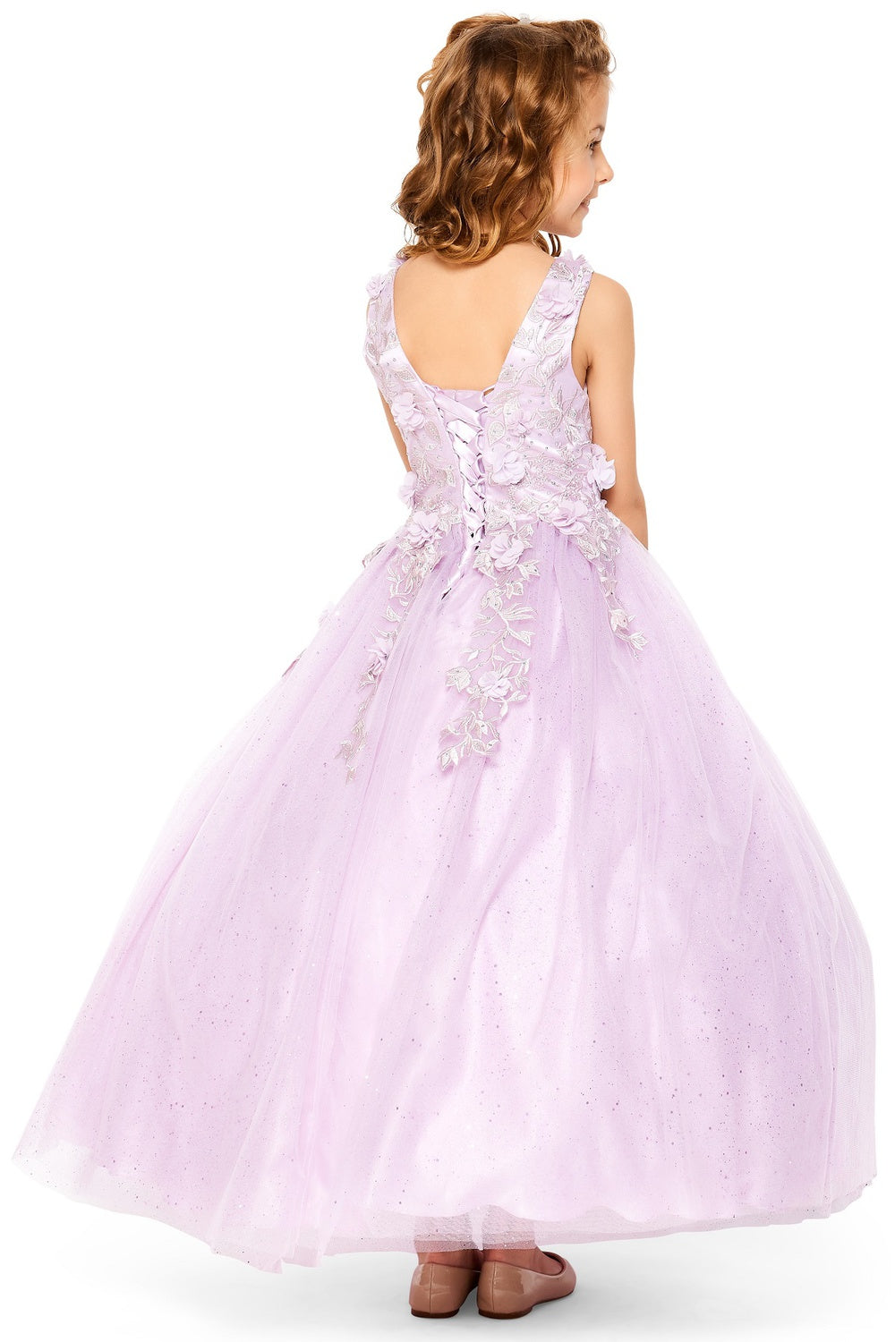 Floral Sequin Tulle Girl Mini Quince by Cinderella Couture USA AS5107