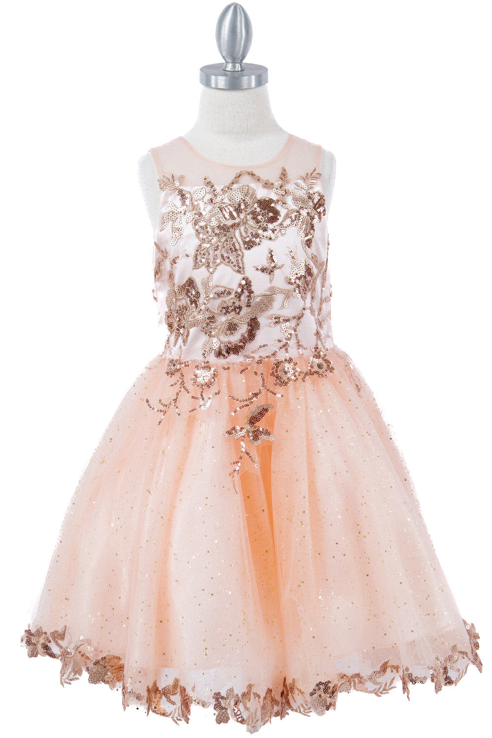 tulle dress with sequins Girls Short Sequin Print Dress by Cinderella Couture 5121 10 / Blush