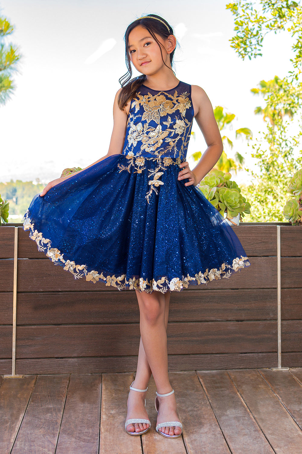 childrens party dresses usa Satin Glittered Tulle Girl Party Dress by Cinderella Couture USA AS5121 2 / Hunter Green