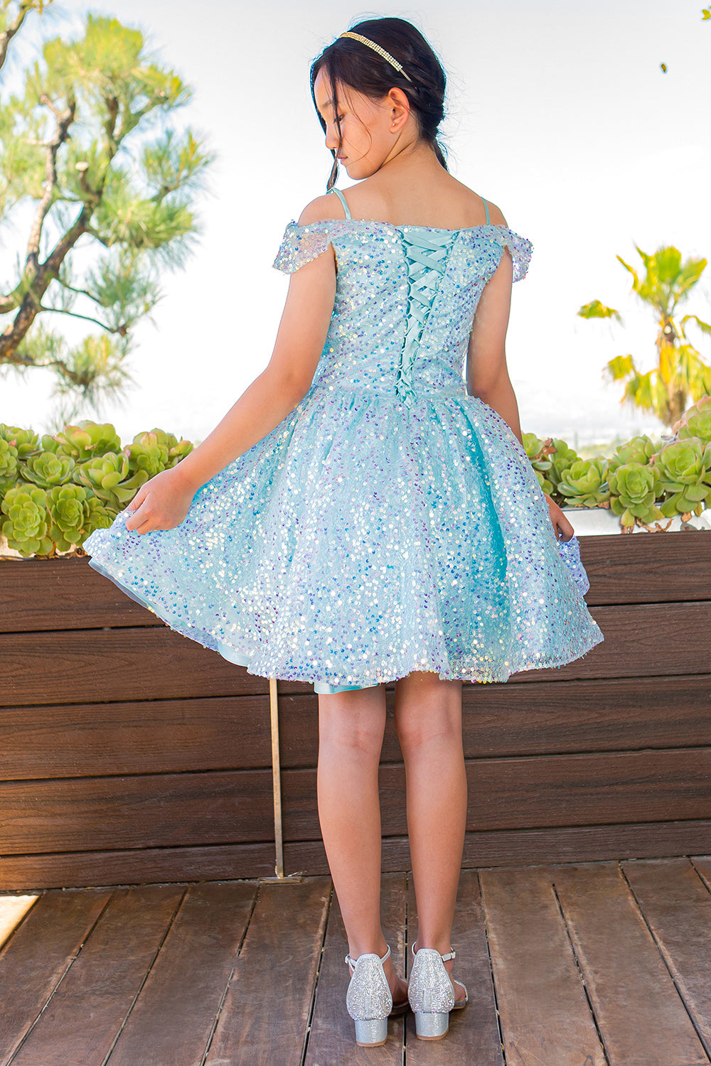 Off the Shoulder Knee Length Sequin Party Dress with Corset Back Cinderella Couture 5122 - Lilac / 8 Off the Shoulder Knee Length Sequin Party Dress with Corset Back Cinderella Couture 5122 - Lilac / 8