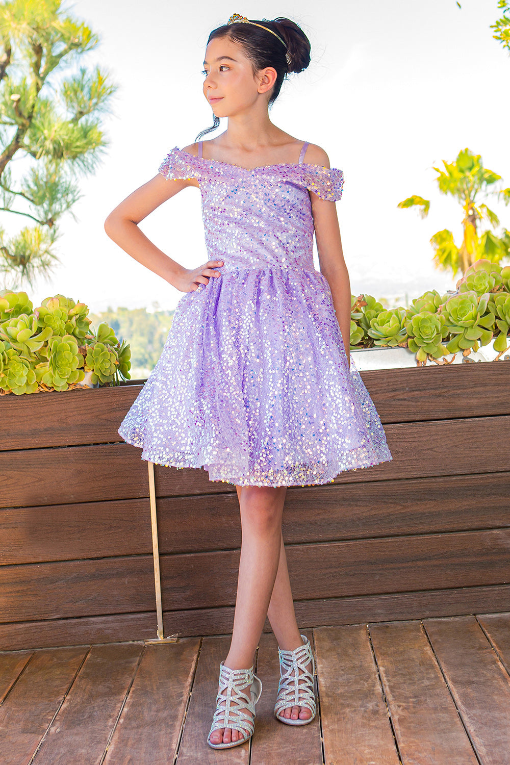 Sequin Off Shoulder Girl Party Dress by Cinderella Couture USA AS5122