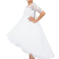 3/4 Sleeve Illusion High Low Flower Girl Dress by Cinderella Couture USA AS5128