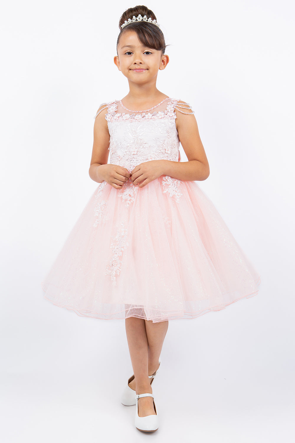 Illusion Top with Beads Flower Girl Dress by Cinderella Couture USA AS5131