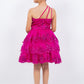 Glitter Flower One Shoulder Girl Party Dress by Cinderella Couture USA AS5132