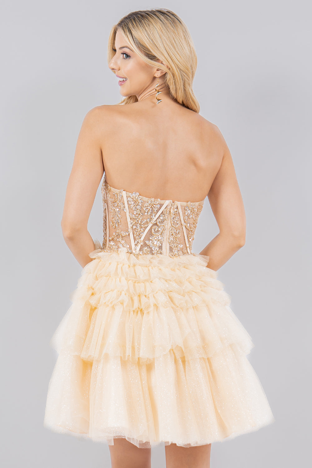Sweetheart Neckline Tulle Short Party Dress by Cinderella Couture USA AS5133J
