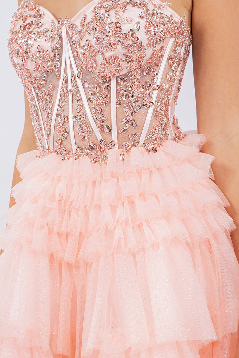 Sweetheart Neckline Tulle Short Party Dress by Cinderella Couture USA AS5133J