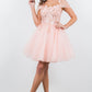 3D Flowers Shoulder Strap Short Party Dress by Cinderella Couture USA AS5134J