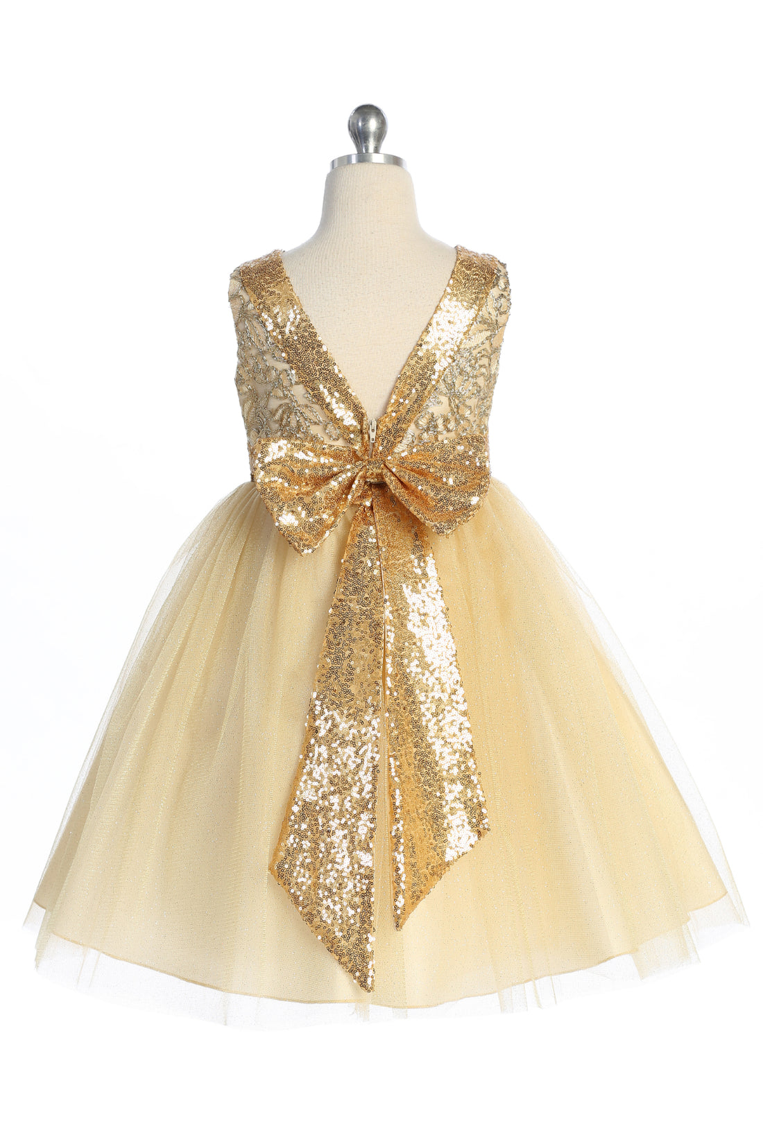 gold dress 3t Gold Embroidered Lace V Back & Bow Plus Size Girls Dress 20.5 / Red