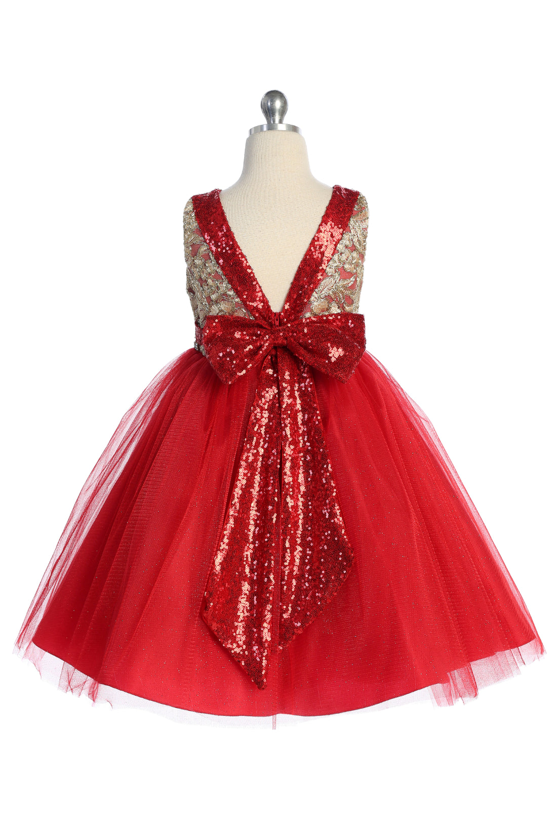 AS560 Kids Dream - Embroidered Lace V Back & Bow Girl Dress
