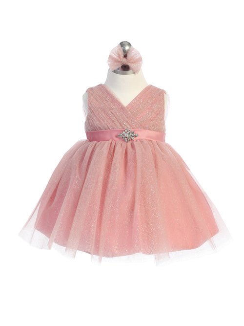 Baby Girl Glitter V Neck Tulle Dress by TIPTOP KIDS - AS5698S