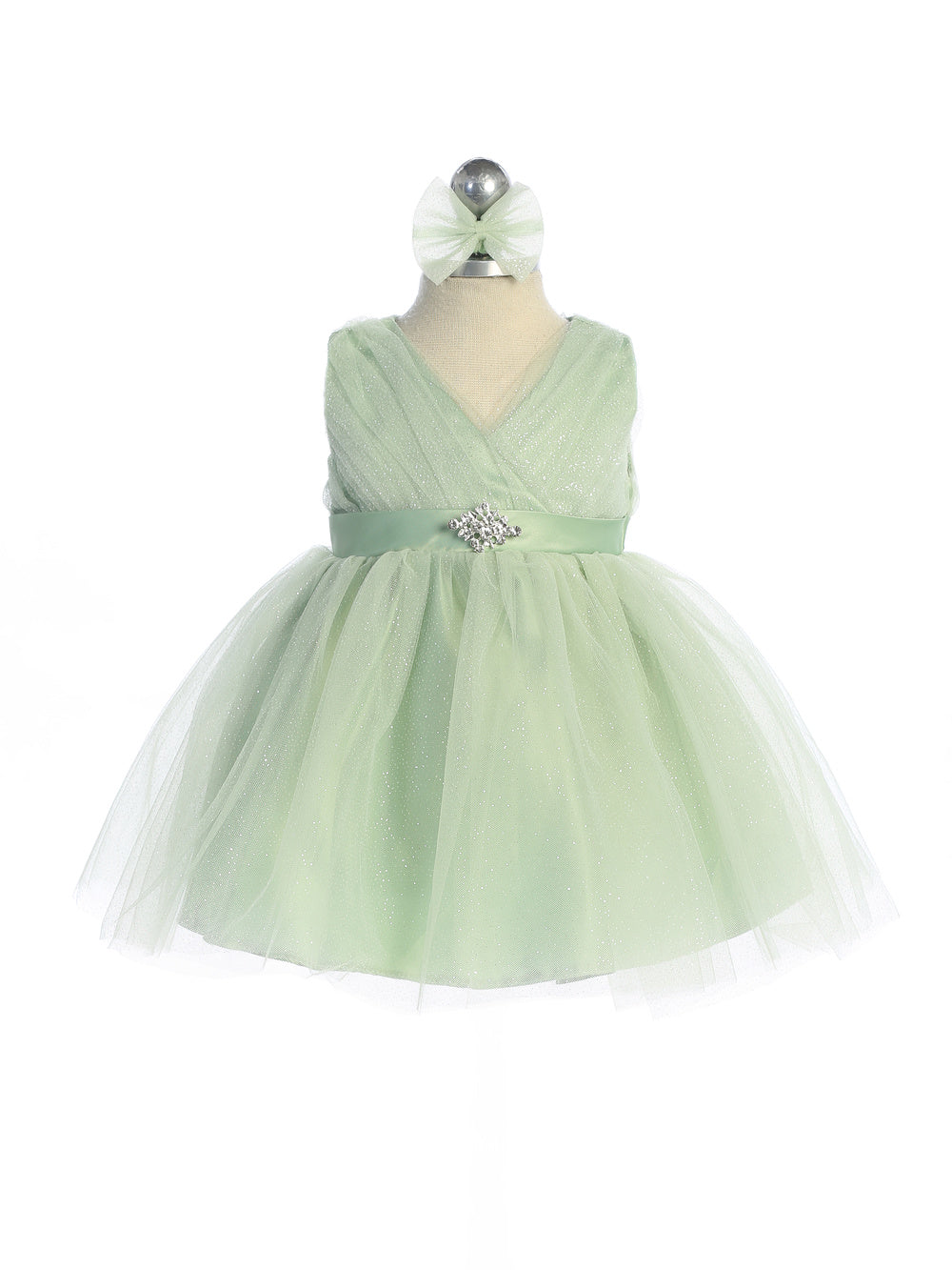 Baby Girl Glitter V Neck Tulle Dress by TIPTOP KIDS - AS5698S