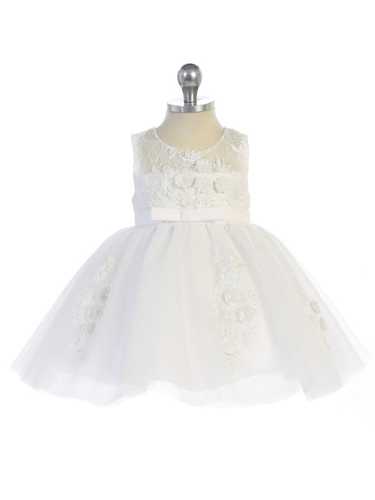 Baby Girl Beautiful Illusion Neckline Bodice Dress by TIPTOP KIDS - AS5737S