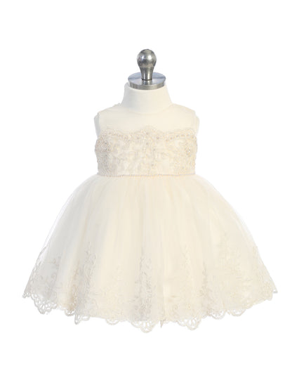 Baby Girl Illusion Neckline Bodice Dress by TIPTOP KIDS - AS5801S