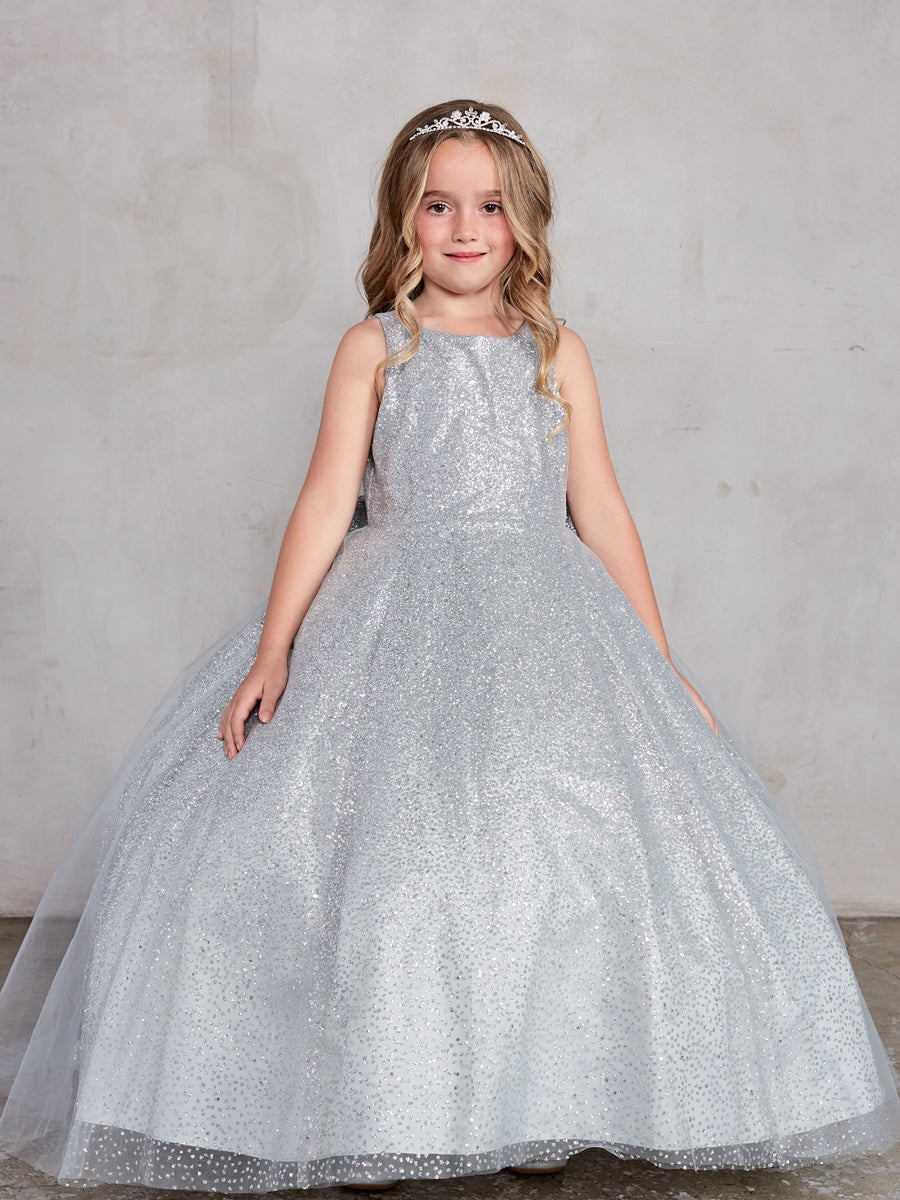 Sparkling Glitter Train Dress with Large Bow by TIPTOP KIDS