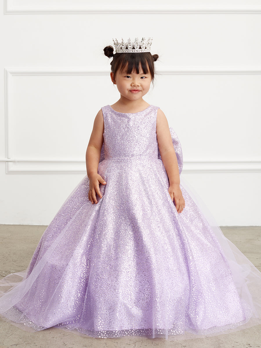 Sparkling Glitter Train Dress with Large Bow by TIPTOP KIDS - AS5804
